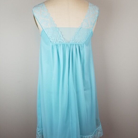 Vintage 1950's Beautiful Blue Peignoir Set Size Small Henson Kickernick - Picture 13 of 16
